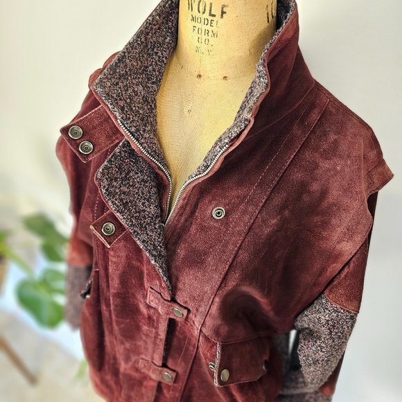90's Vintage NYG New York Girl Burgundy Suede Jacket - Picture 1 of 13